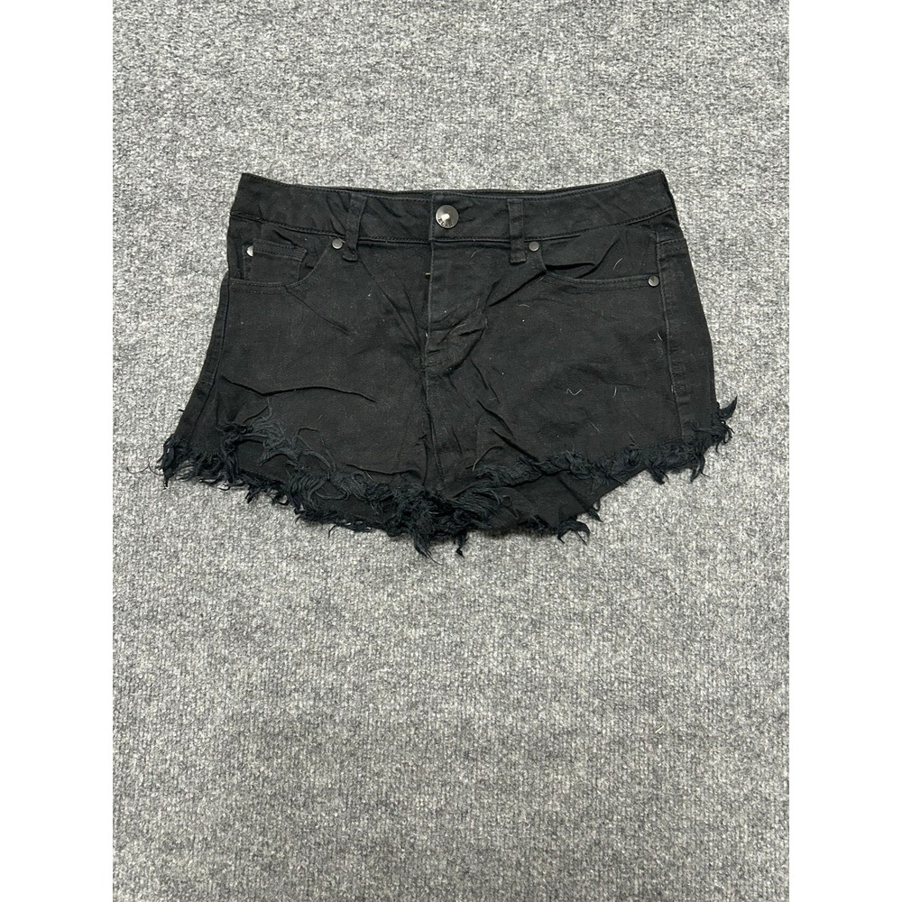 Elan Denim Shorts Womens Size M Black Frayed Raw Hem Stretch Casual JE3026-E30